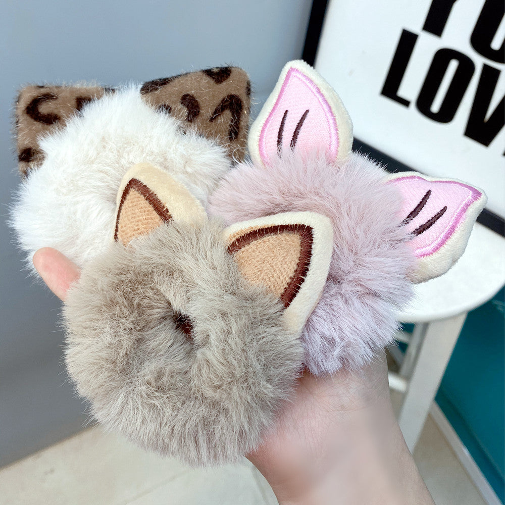 cute cat ears plush hair ring