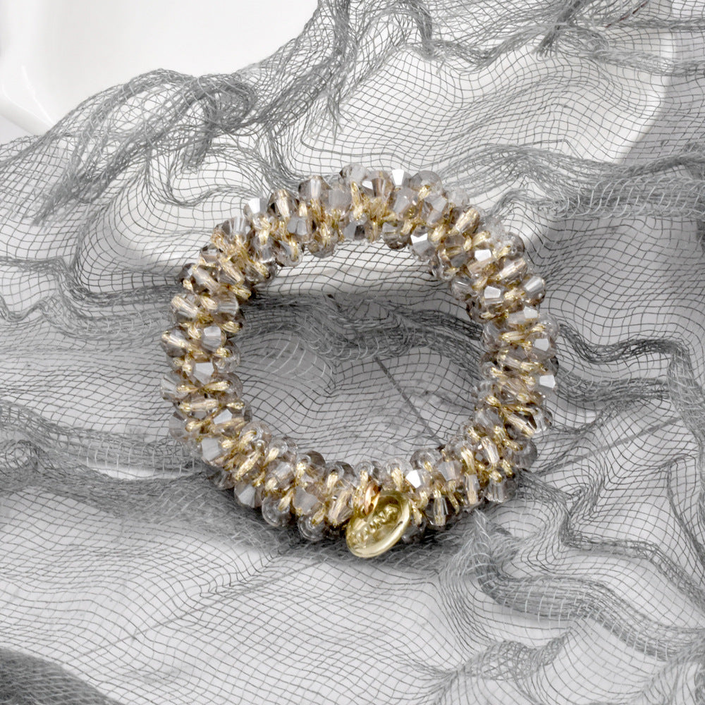 crystal braided pearl hair rope