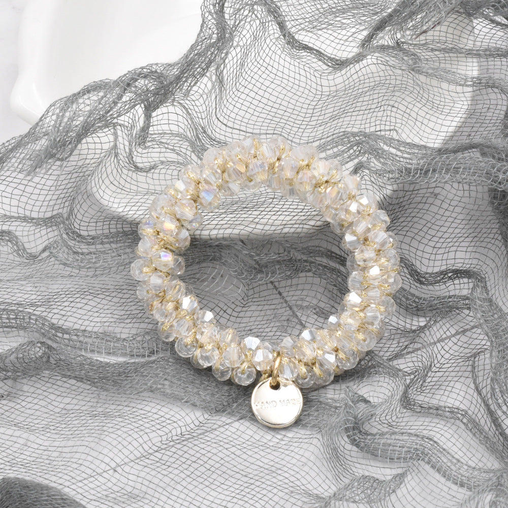 crystal braided pearl hair rope