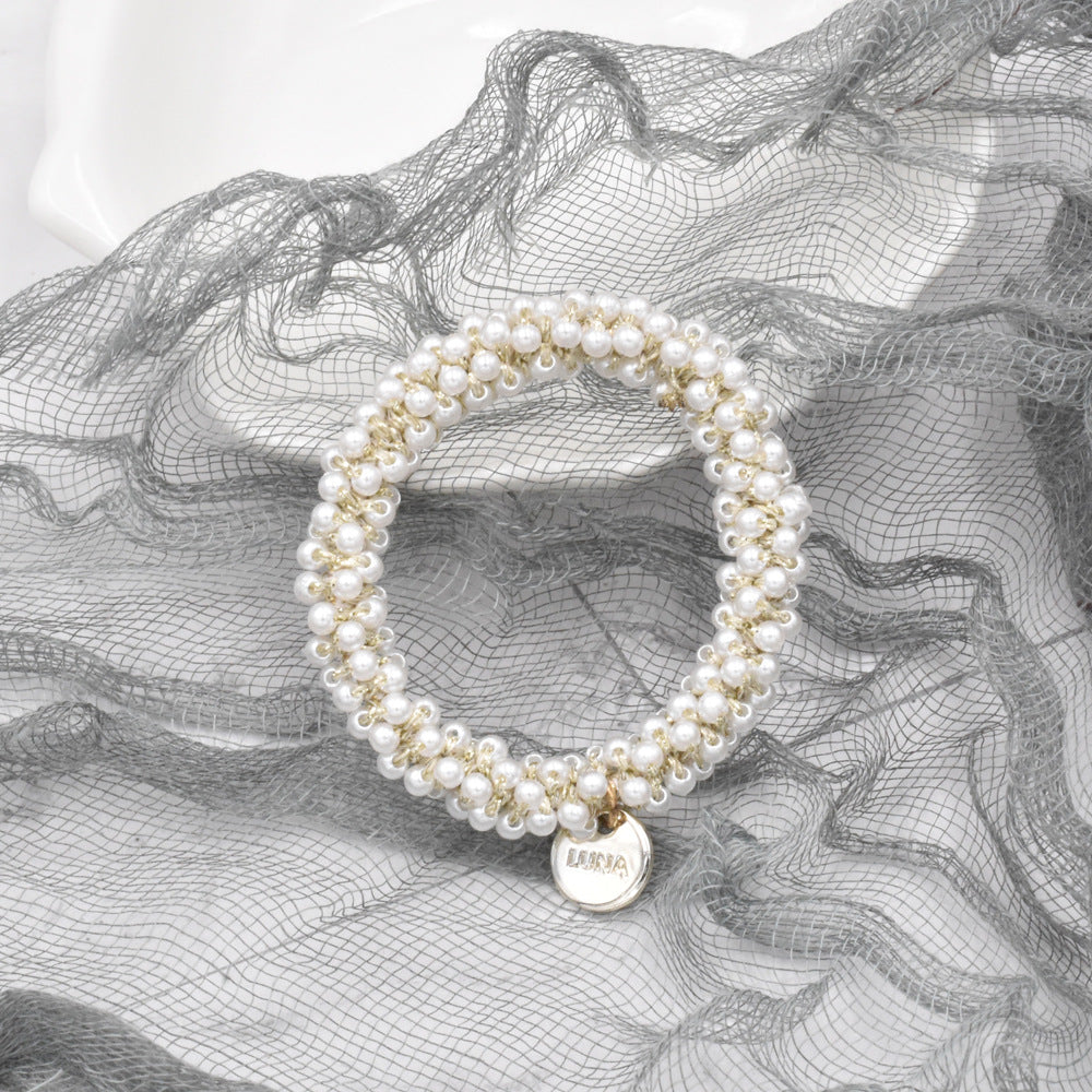 crystal braided pearl hair rope