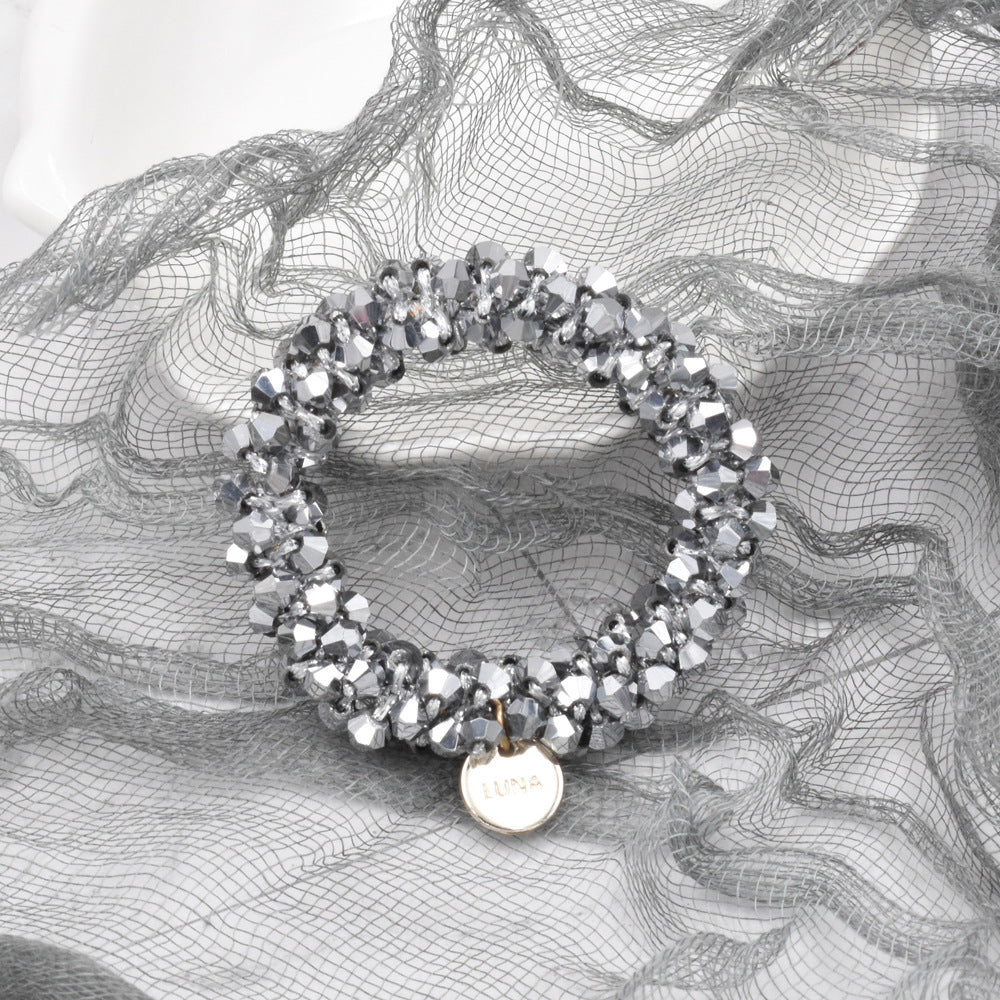 crystal braided pearl hair rope