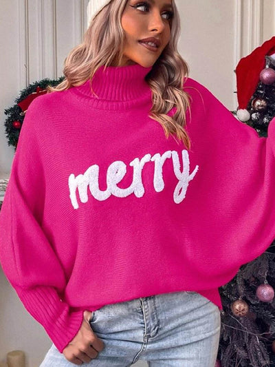Long Sleeves Loose Contrast Color Printed Split-Joint High Neck Sweater Tops
