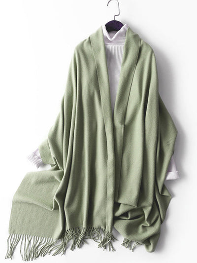 Keep Warm Solid Color Tasseled Shawl&Scarf