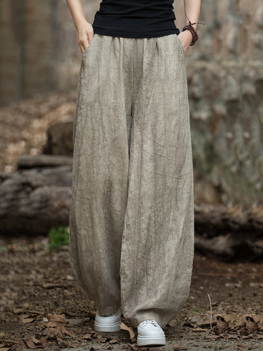 Plus Size Women Vintage Winter Tie-dye Fleece-lined Harem Pants