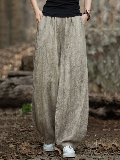 Plus Size Women Vintage Winter Tie-dye Fleece-lined Harem Pants