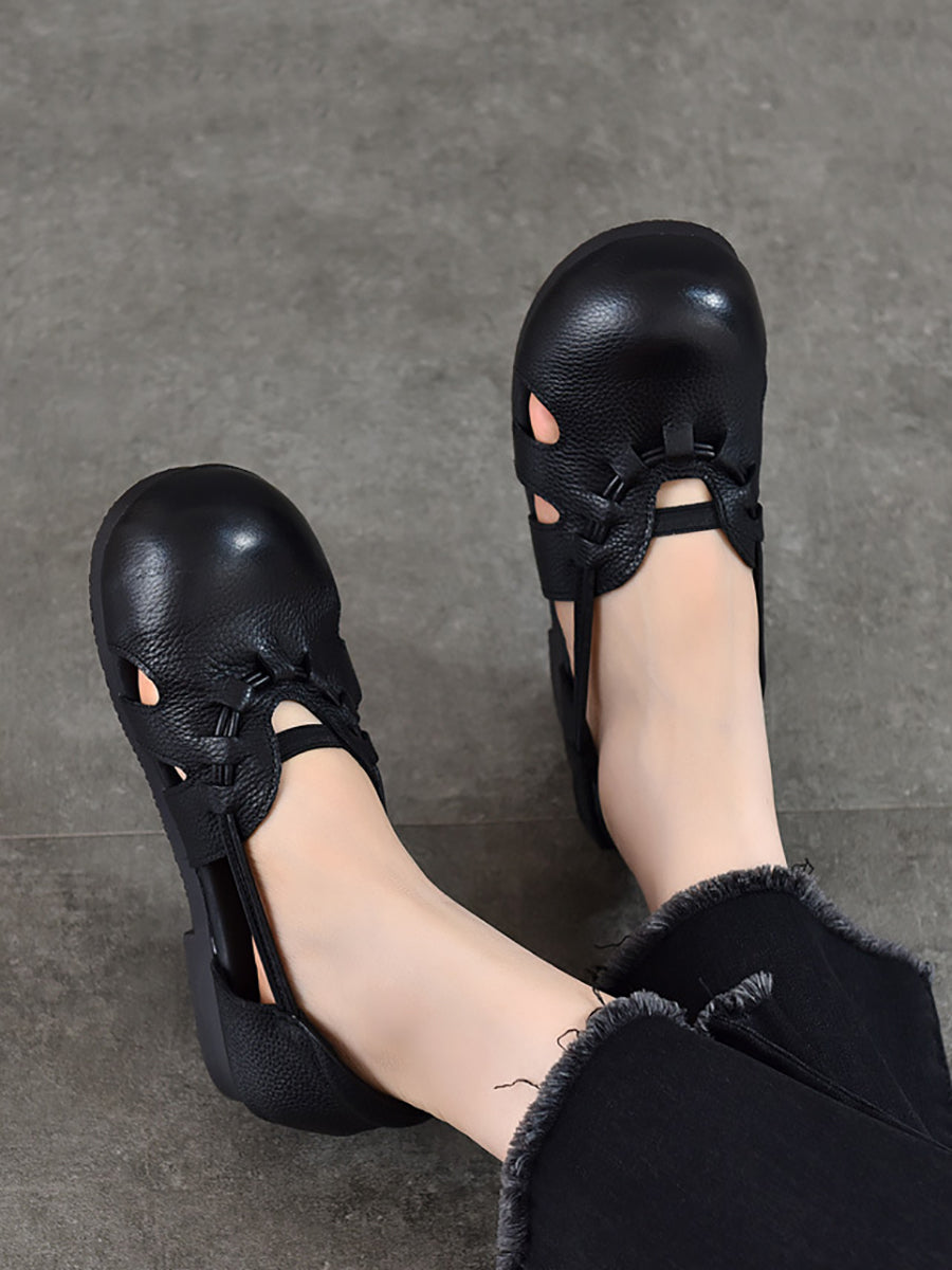 Women Casual Summer Genuine Leather Low Heel Shoes