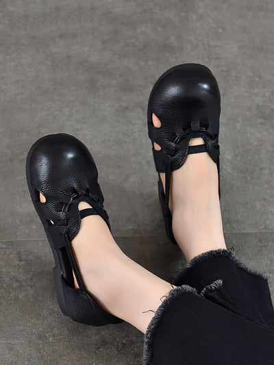 Women Casual Summer Genuine Leather Low Heel Shoes
