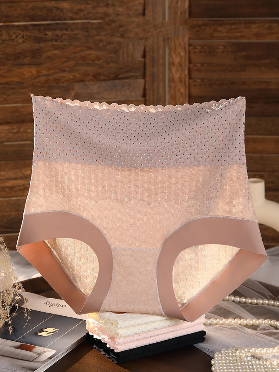 4 Pieces Summer Women Pure Color High Waist Underwear