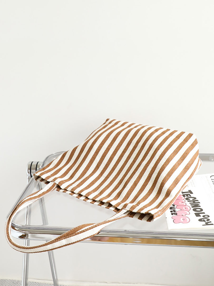 Women Casual Stripe Canvas Shoulder Bag