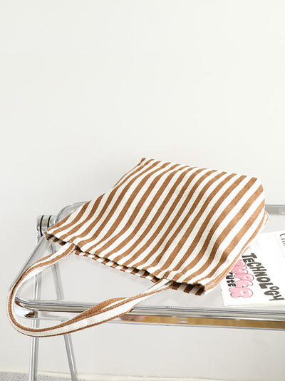 Women Casual Stripe Canvas Shoulder Bag