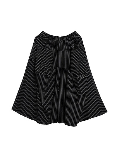High Waisted Loose Elasticity Pockets Striped Culotte Pants