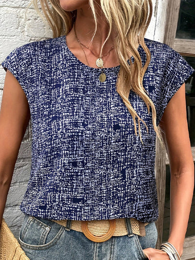 Loose Short Sleeves Plaid Round-Neck T-Shirts Tops