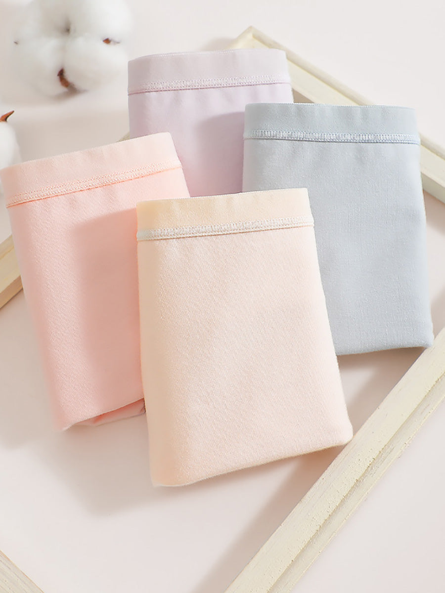 4 Pieces Summer Women Pure Color 100%Cotton Underwear