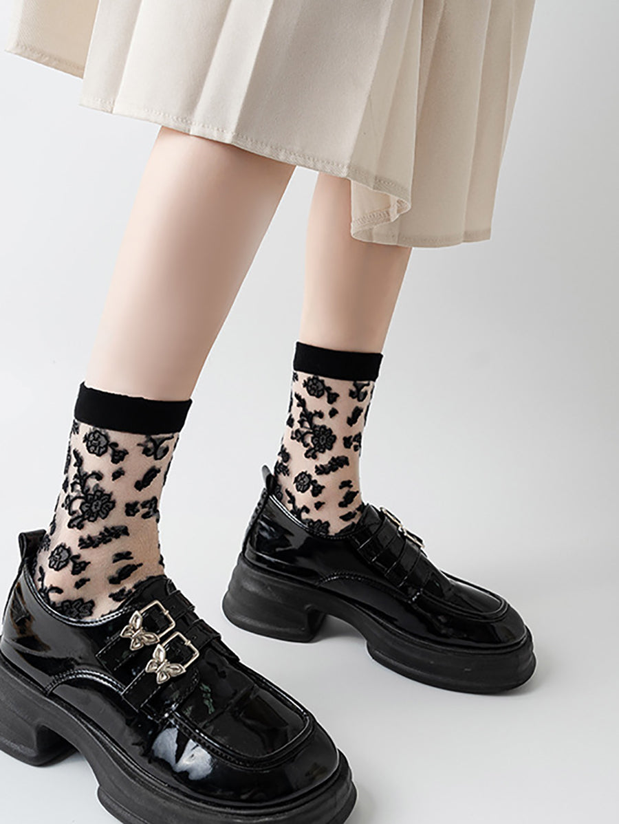 7 Pairs Women Summer Artsy Flower Lace Socks