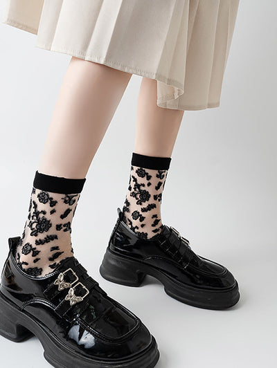 7 Pairs Women Summer Artsy Flower Lace Socks