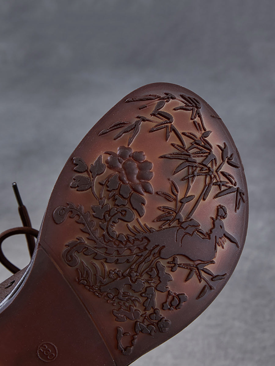 Women Summer Genuine Leather Hollow Out Ankle Boots