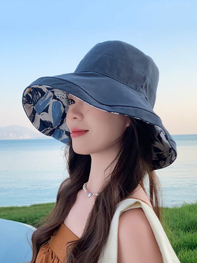 Women Summer Flower Dual-side Wearing Sunproof Hat