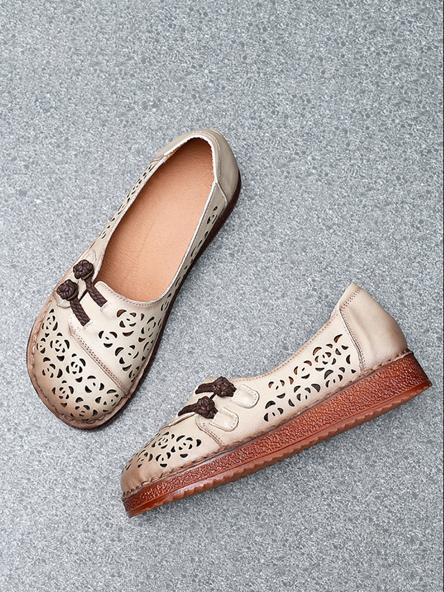 Women Summer Ethnic Hollow Out Low Heel Shoes