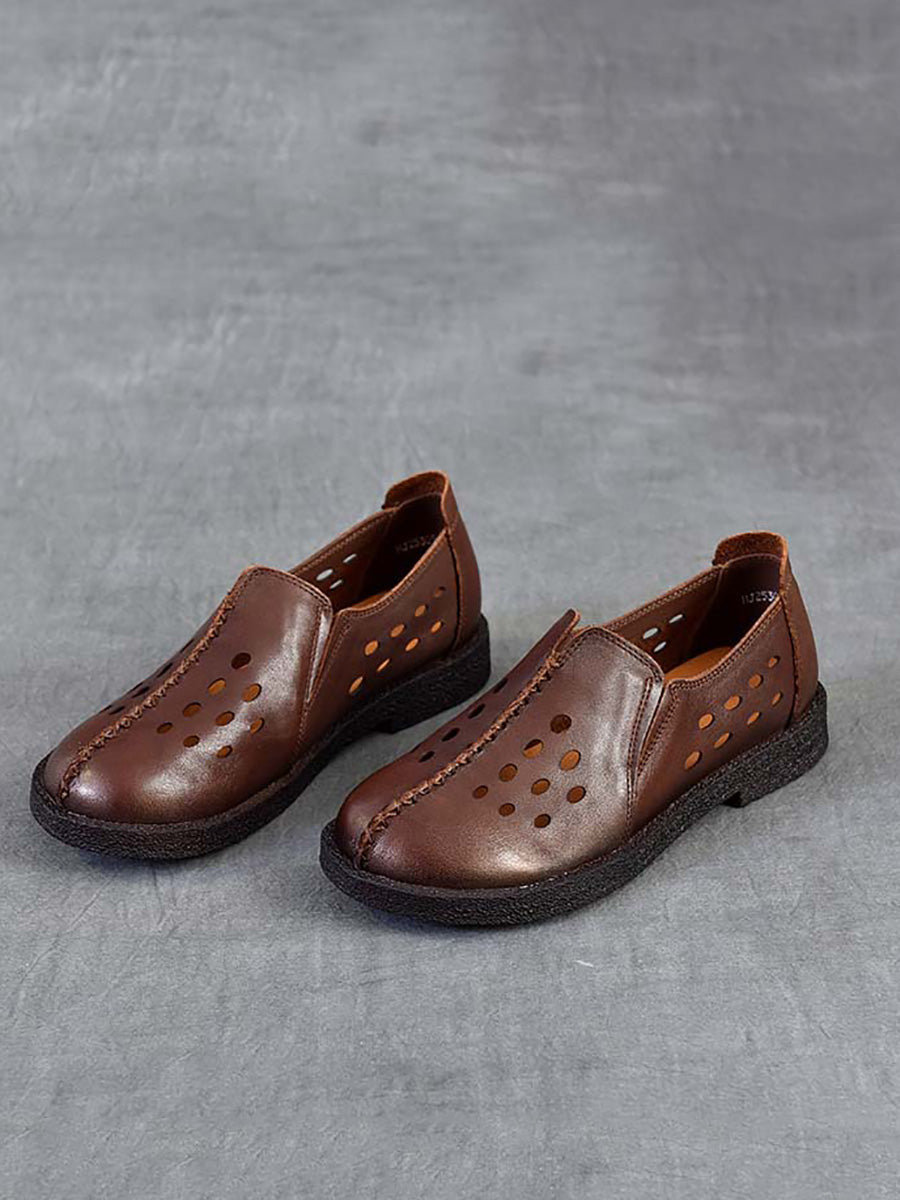 Women Summer Genuine Leather Hollow Out Shoes