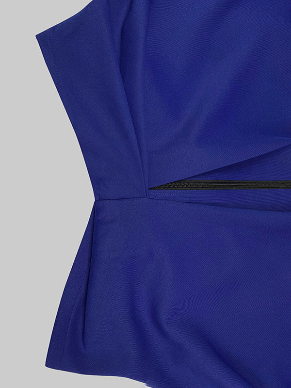 Loose Puff Sleeves Asymmetric Split-Joint Zipper Stand Collar Outerwear