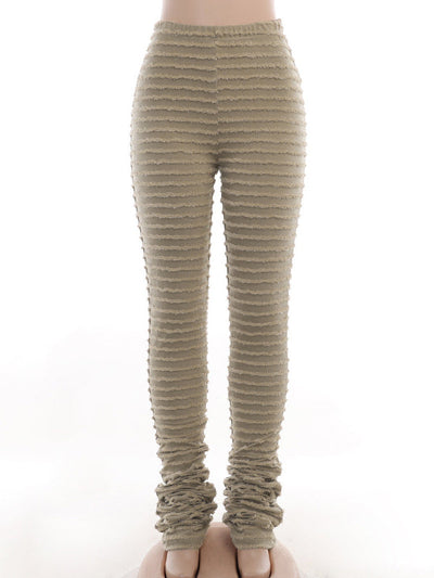 High Waisted Skinny Leg Split-Joint Striped Pants Trousers