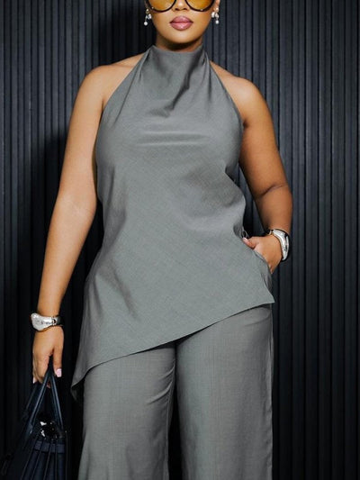 Sleeveless Solid Color Stand Collar Vest Top