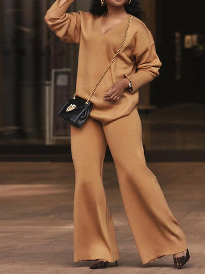 Wide Leg Solid Color Casual Pants Bottoms Trousers