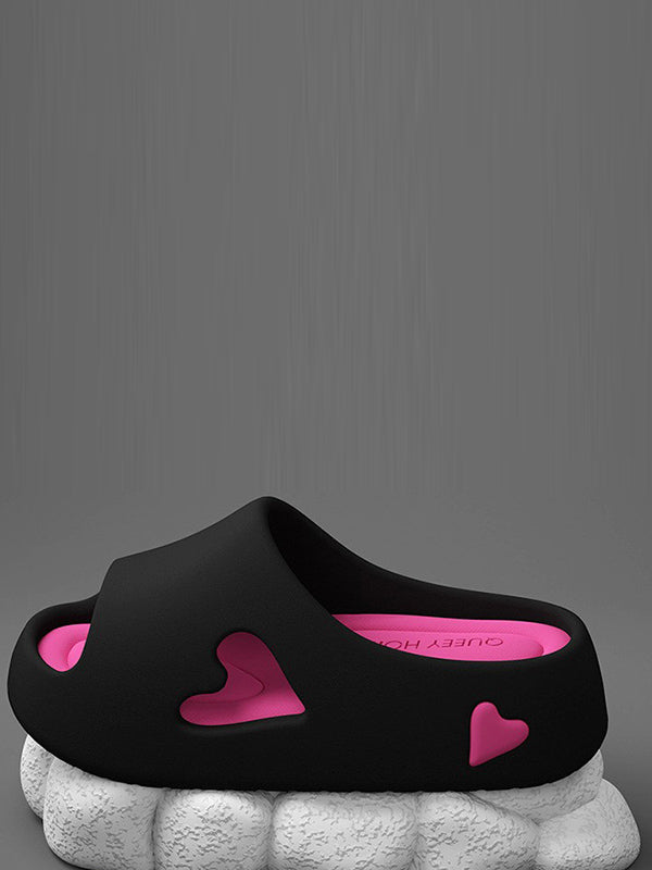 Contrast Color Hollow Open Toe Platform Shoes Slippers