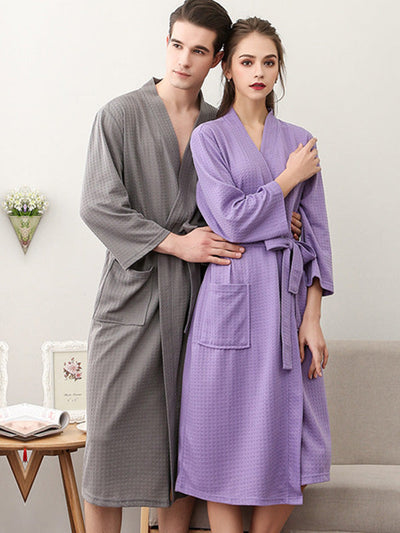 Comfortable Solid Bandage Thin Pajama Robe