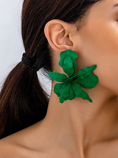 Flower Shape Solid Color Earrings Accessories