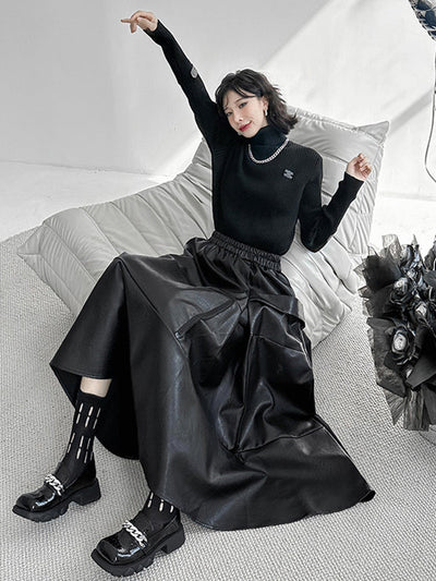 A-Line Hipster Solid Color Split-Joint Zipper Skirts Bottoms