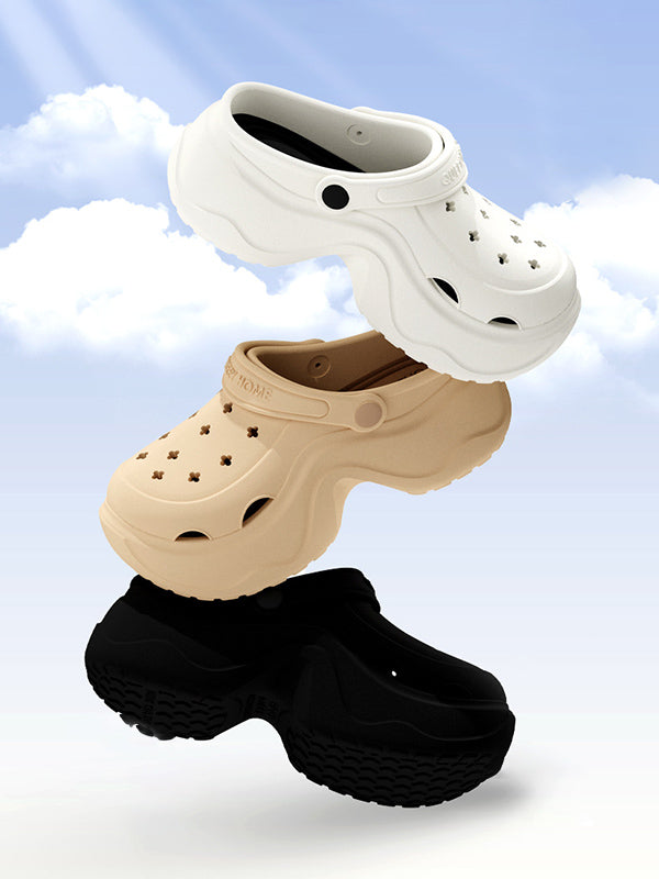 Hollow Round Cut Crocs Platform Shoes Sandals