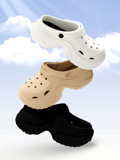Hollow Round Cut Crocs Platform Shoes Sandals