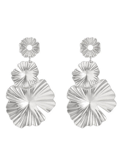 Flower Shape Solid Color Drop Earrings