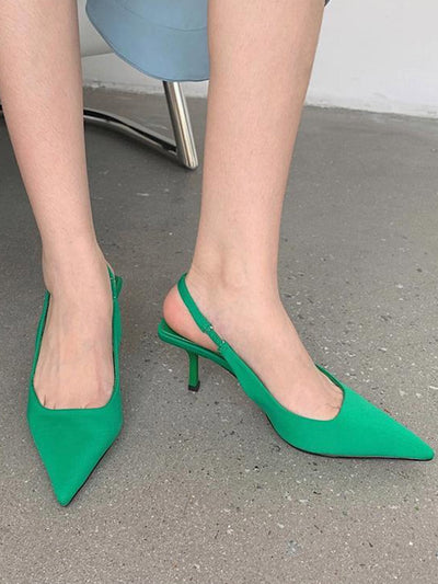 Pointed-Toe Solid Color Pumps