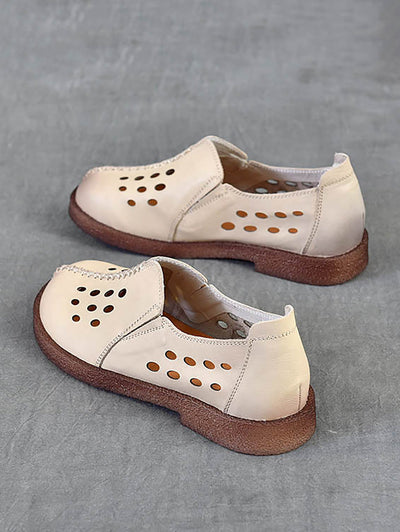 Women Summer Genuine Leather Hollow Out Shoes