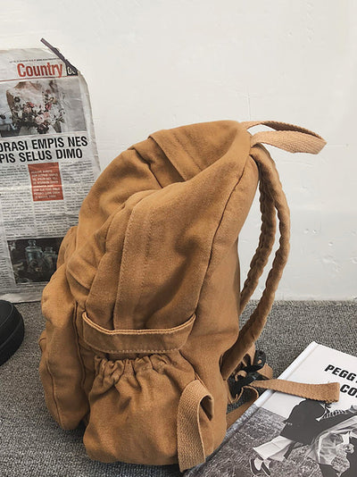 Women Casual Pure Color Canvas Backpack