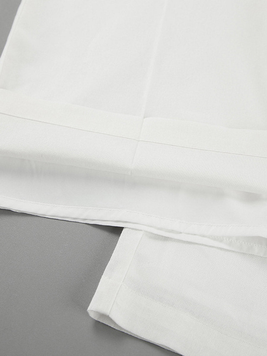 Elasticated Waist High Waisted Pleated Solid Color Split-Joint Pants