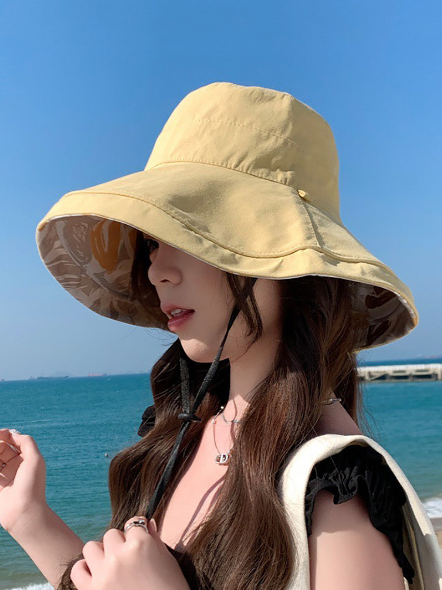 Women Summer Flower Dual-side Wearing Sunproof Hat