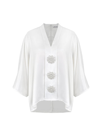 Loose Solid Color V-Neck Blouses&Shirts Tops