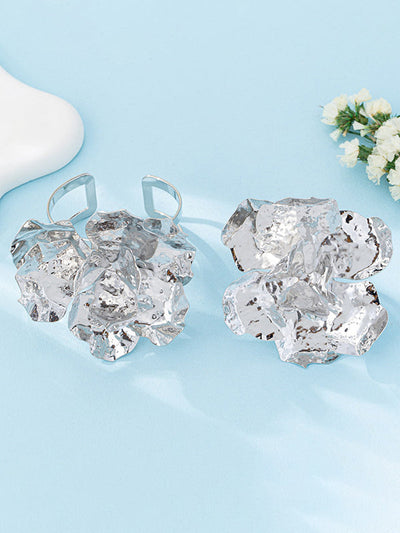 Flower Shape Geometric Shiny Bracelet + Rings Accessories