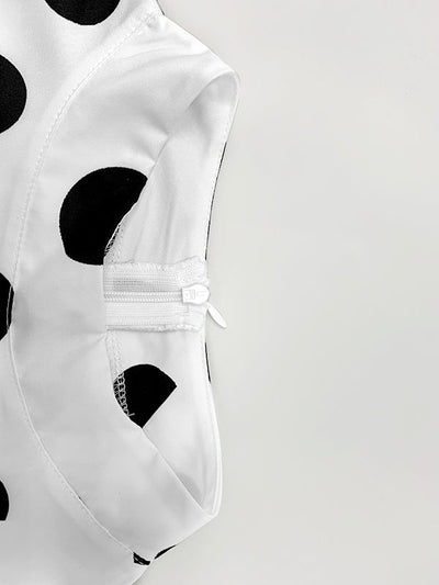 High Waisted Sleeveless Polka-Dot Mock Neck Jumpsuits