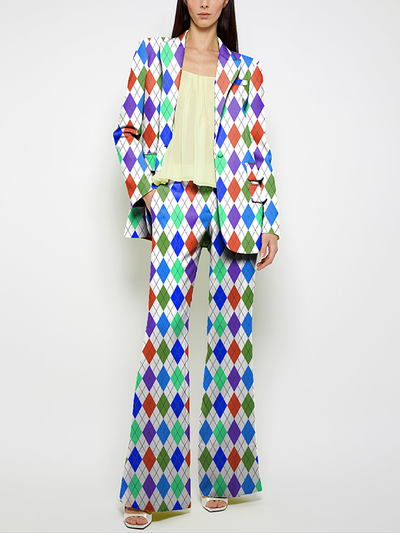 Loose Wide Leg Pockets Printed Pants Suit Pants Trousers