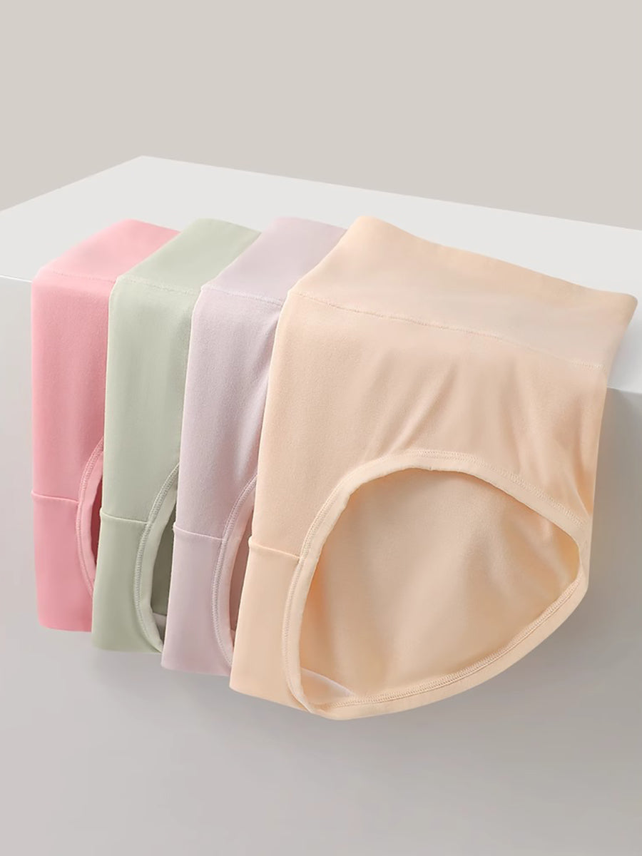 6 Pieces Summer Women Pure Color High Waist Underwear
