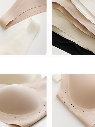 Women Summer Casual Pure Color Satin Seamless Bra