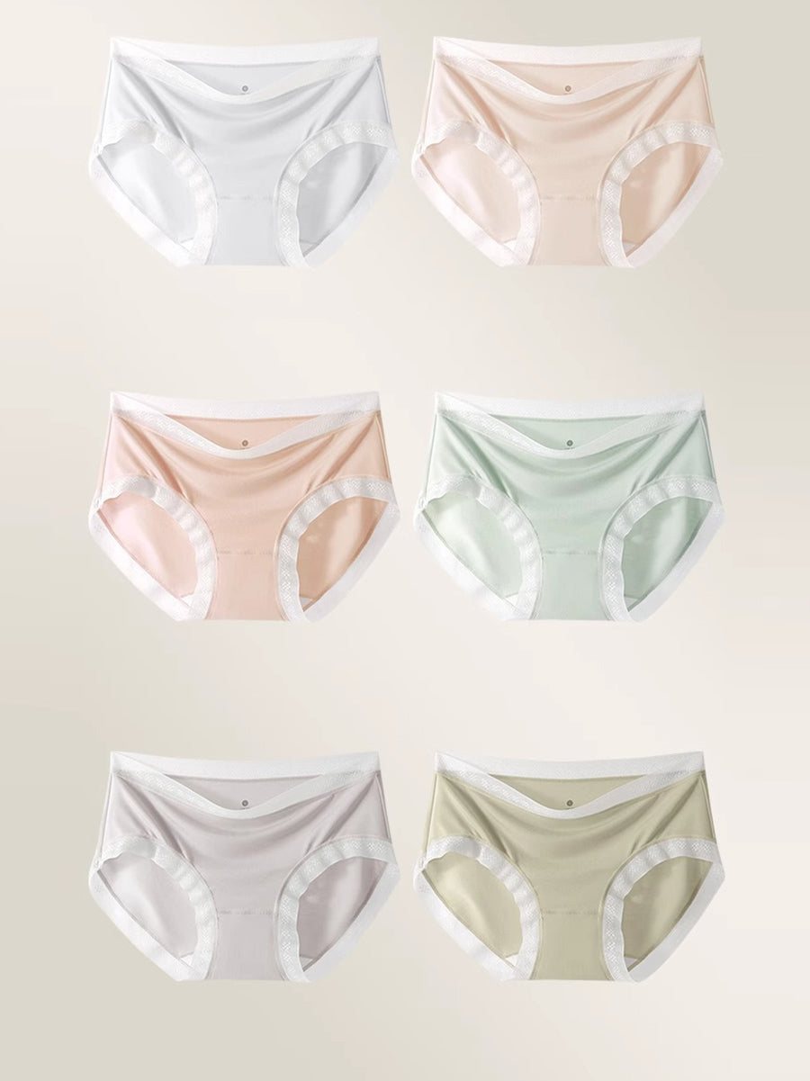 6 Pieces Summer Women Casual Colorblock Thin Underwear