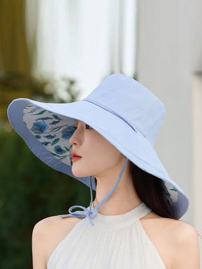 Women Summer Flower Dual-side Wearing Sunproof Hat