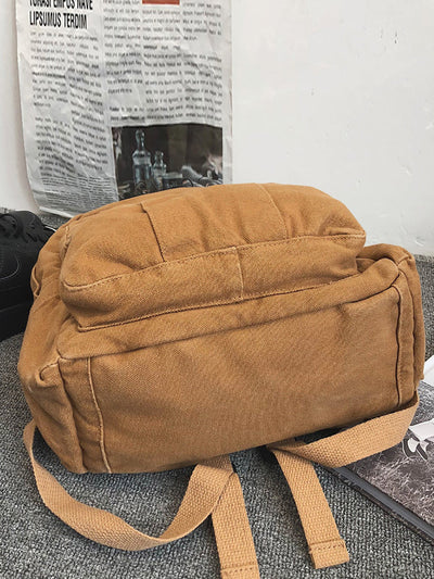 Women Casual Pure Color Canvas Backpack