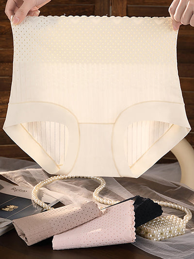 4 Pieces Summer Women Pure Color High Waist Underwear