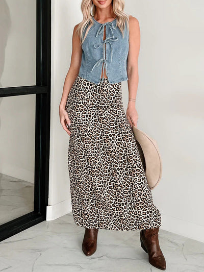 Loose Sleeveless Lace-Up Split-Joint Round-Neck Vest Top